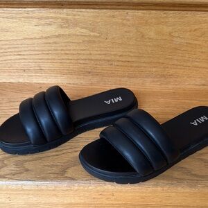MIA Black Double Strap Slides